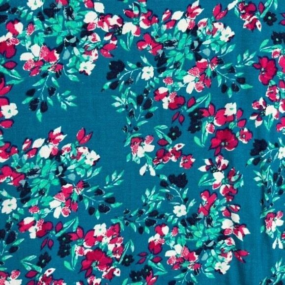 Woman Within Women's Floral Polka Dot V-Neck 3/4 Sleeve Blouse Top Blue Size 2X - Picture 8 of 9